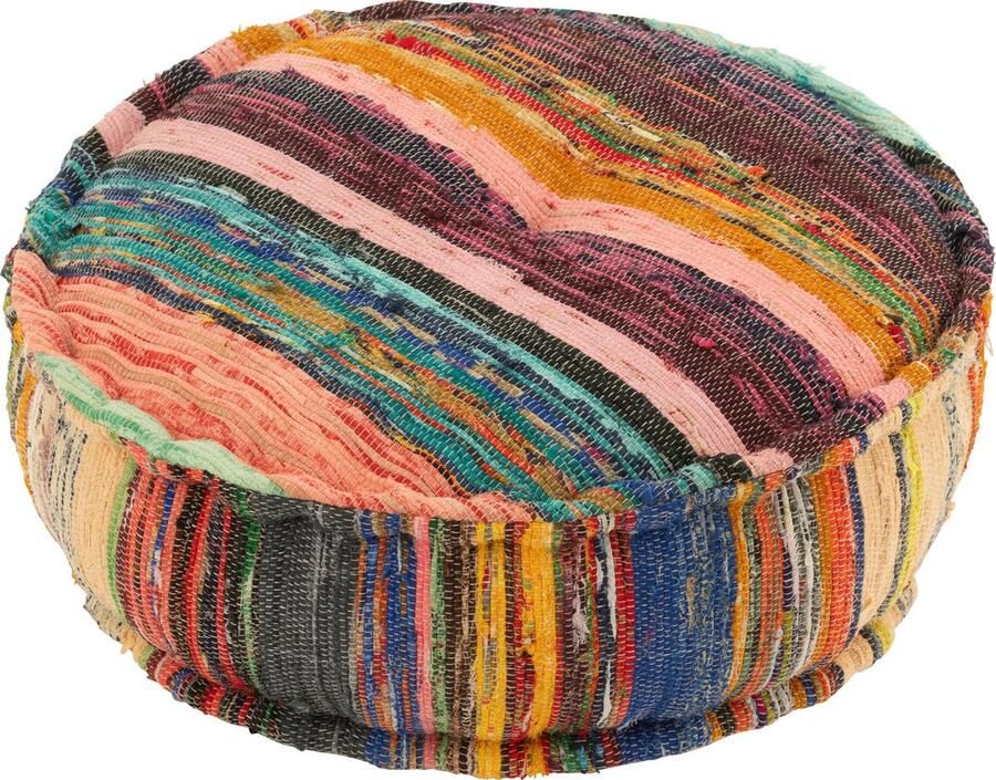 J-Line poef Chindi Rond katoen polyester mix - Foto 2