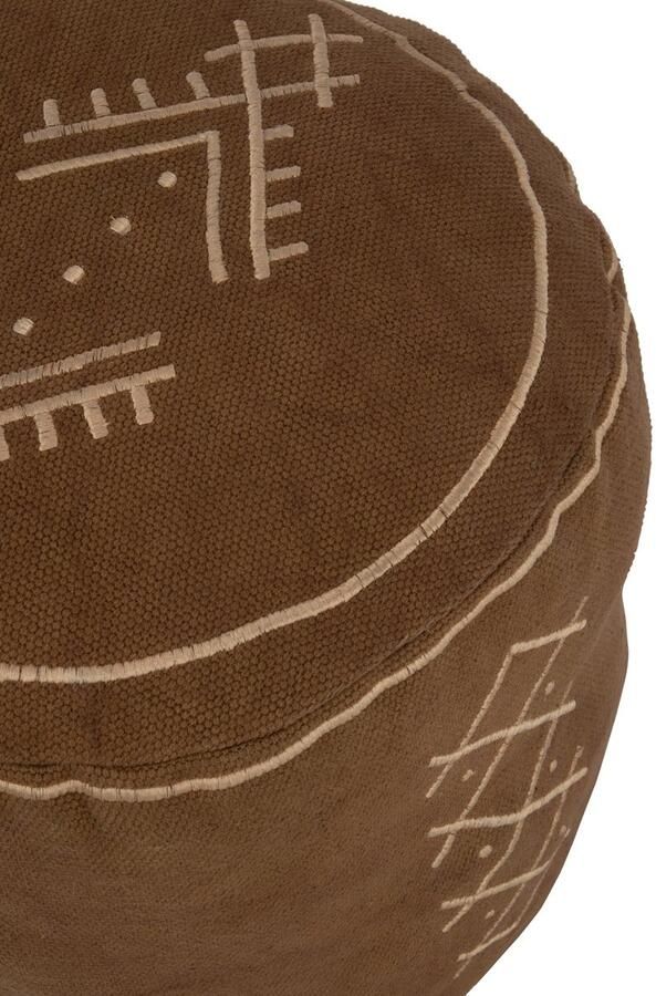 J-Line poef Cilinder Etnisch Patronen katoen bruin - Foto 2