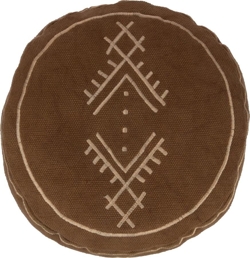 J-Line poef Cilinder Etnisch Patronen katoen bruin