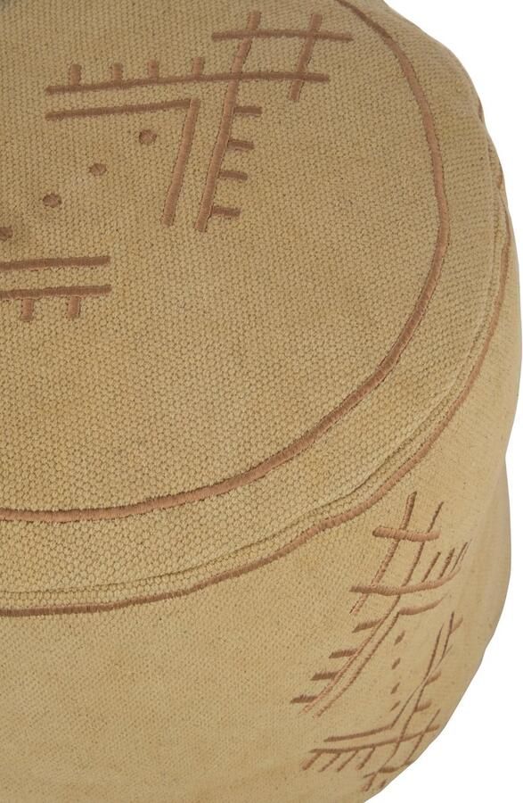 J-Line poef Cilinder Etnisch Patronen katoen beige - Foto 2