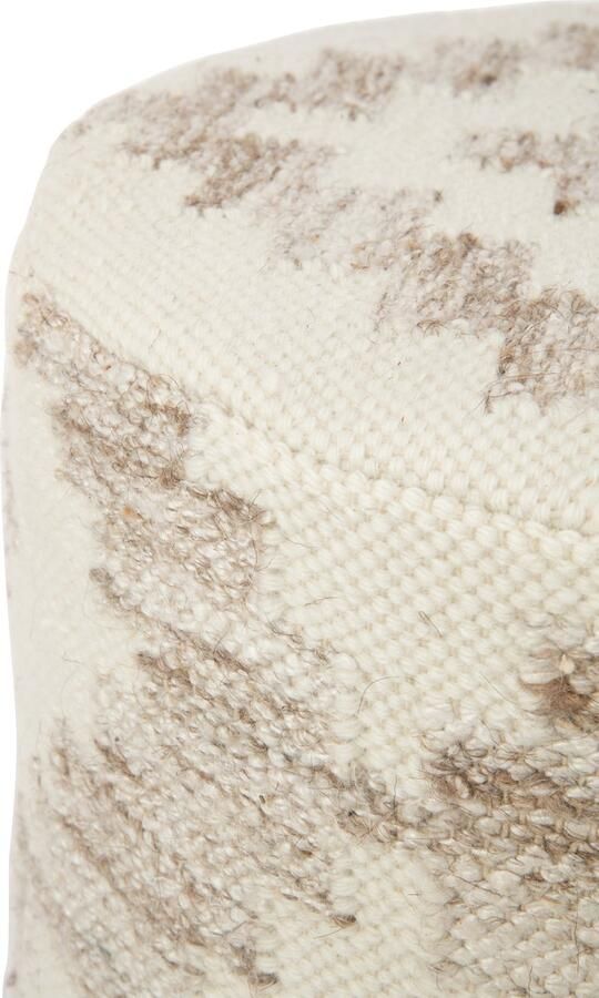 J-Line poef cilinder etnisch patronen wol katoen creme beige