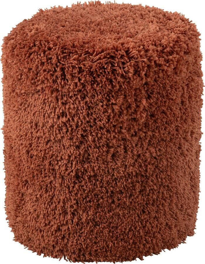 J-Line poef Cylinder Pluizig polyester koper - Foto 2