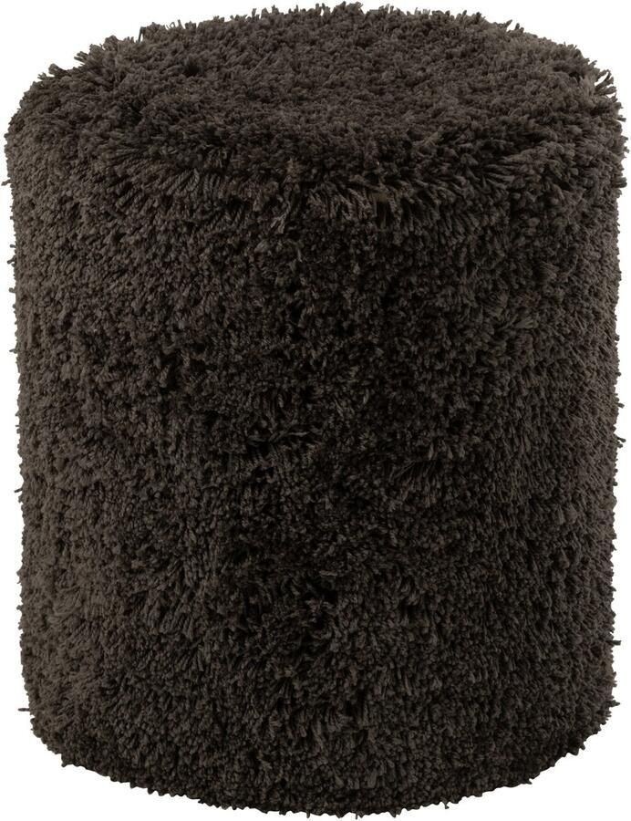 J-Line poef Donzig polyester donkergrijs