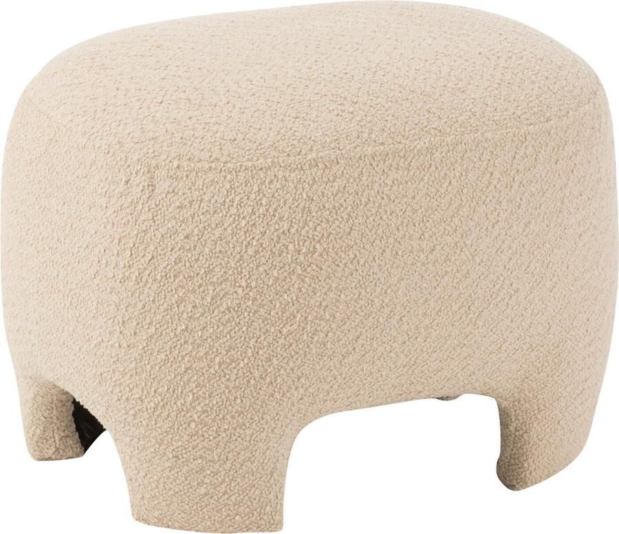 J-Line Poef Gebreid Textiel|hout Wit 55x41x37cm - Foto 2