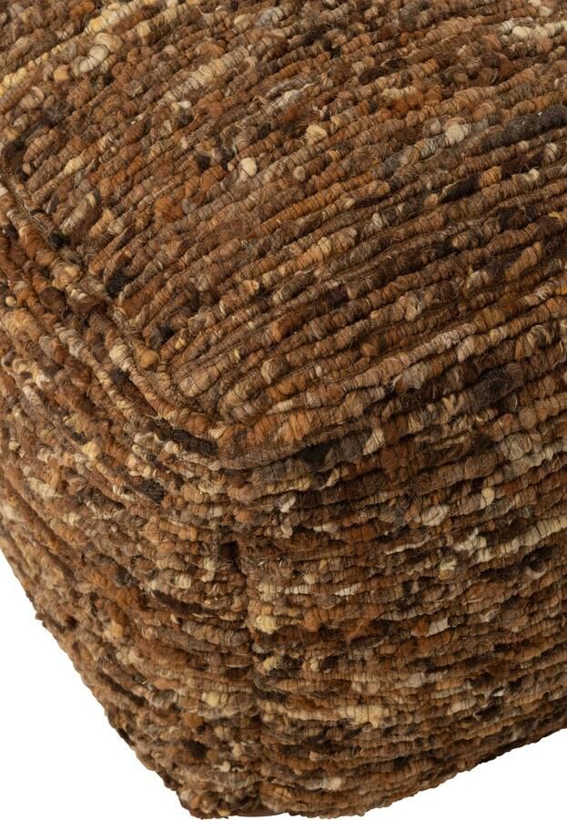 J-Line poef Geweven wol bruin