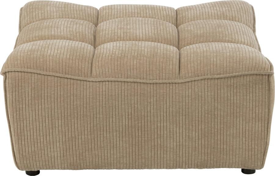 J-Line Poef Grid Populierenhout schuim Donker Beige 84x92x44cm