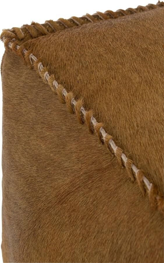 J-Line Poef Koehaar Leder Donker Camel