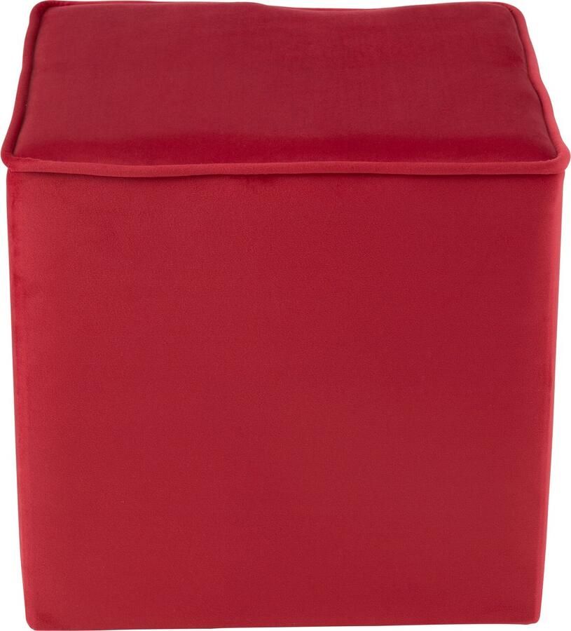 J-Line poef Kubus fluweel framboos roze