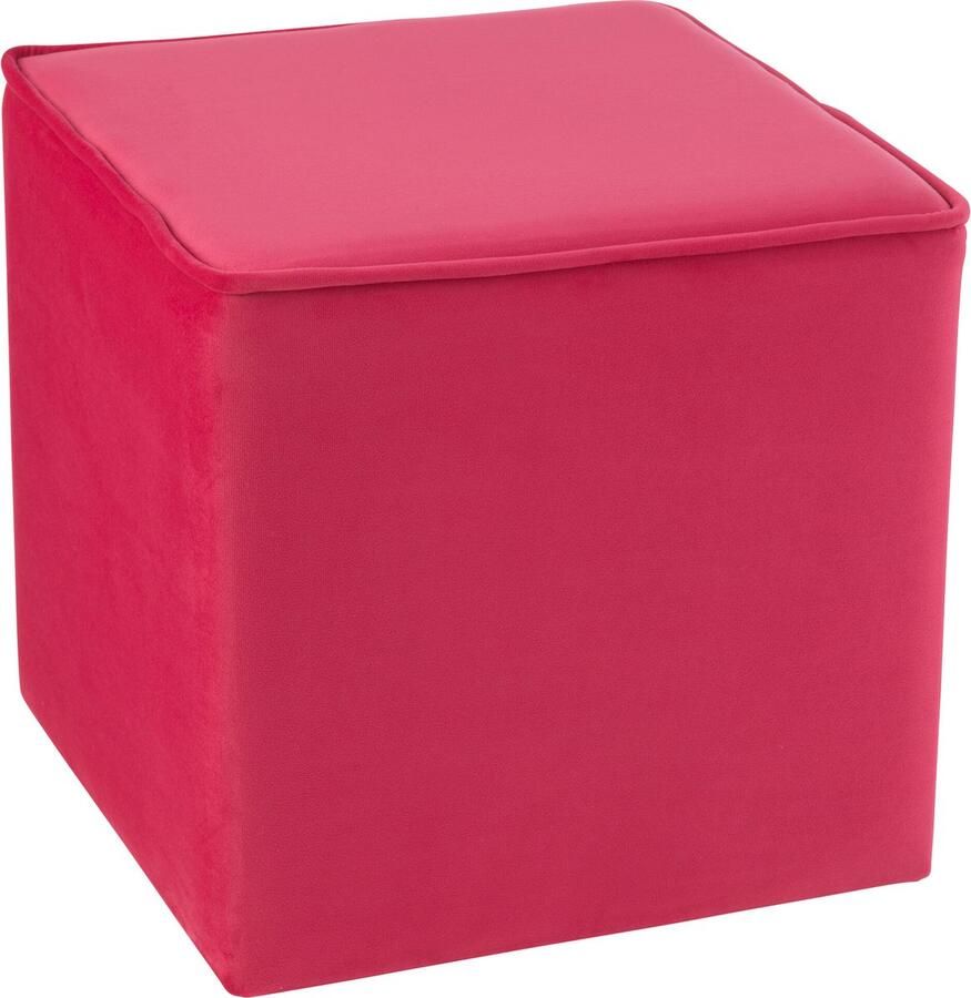 J-Line Poef Kubus Velvet Fel Roze 37x37x37cm