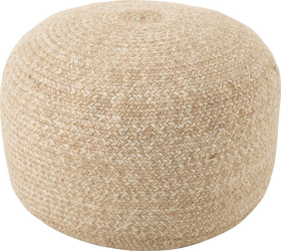 J-Line Poef Miami Outdoor Polyester Naturel wit 50x50x35cm