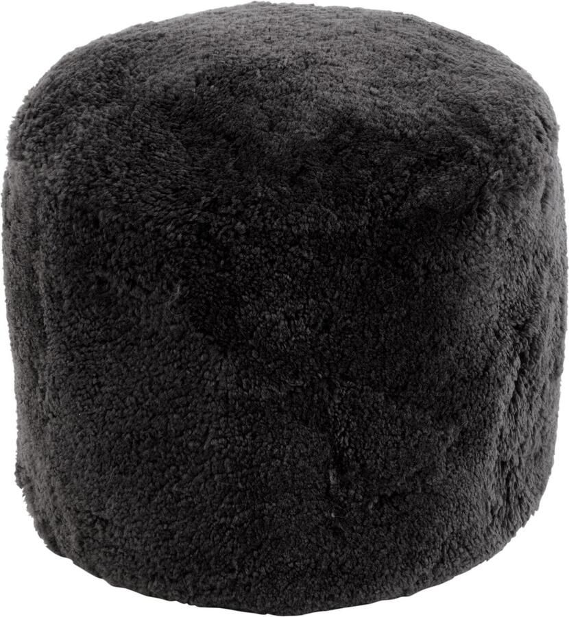 J-Line Poef Rond Schapenvel Donker Grijs 57x57x47cm