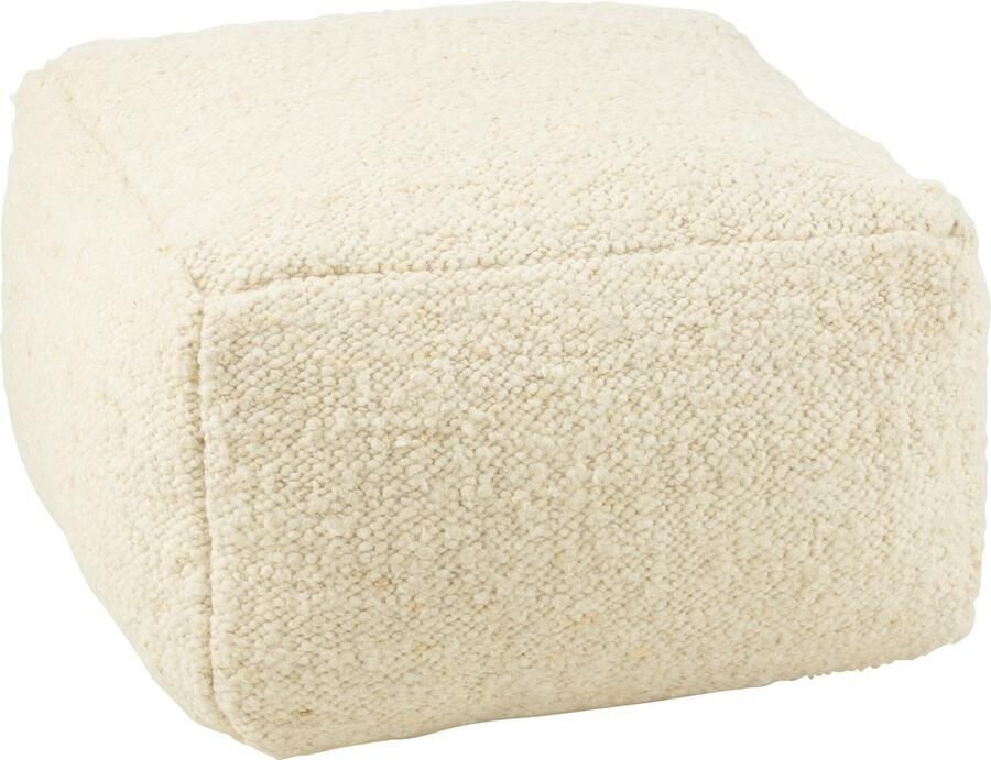 J-Line poef vierkant boucles wol creme