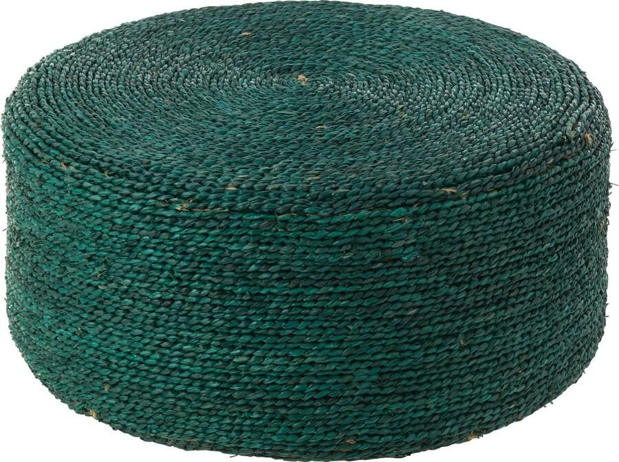 J-Line poef Vierkant Gewoven + Franjes viscose bruin