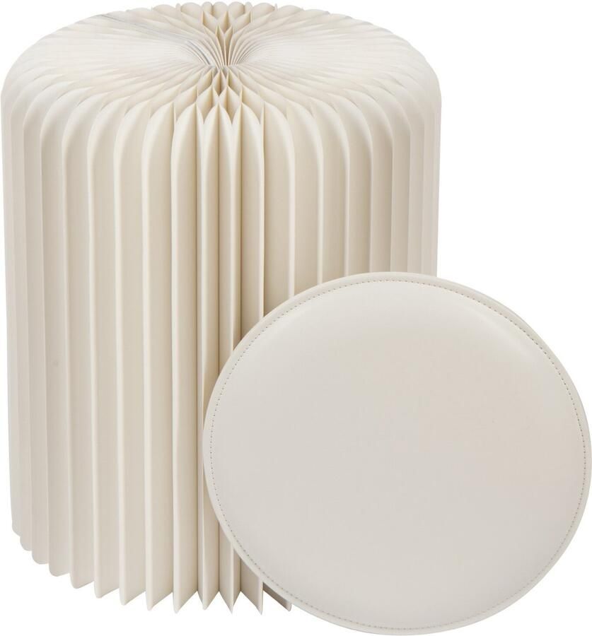 J-Line poef Vouwbaar papier gebroken wit