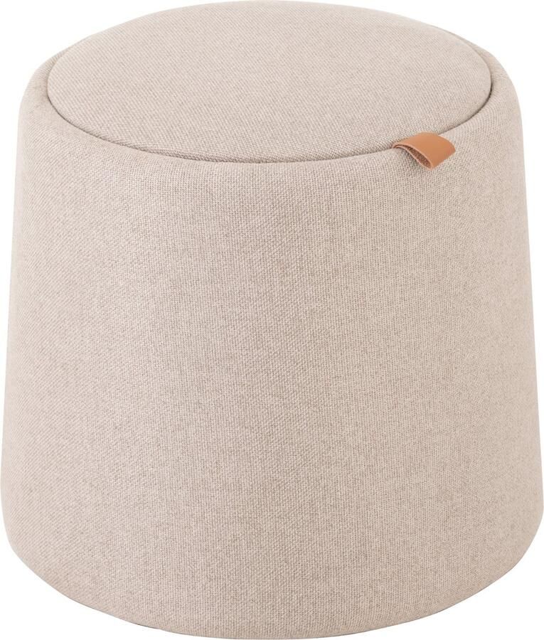 J-Line Poef bijzettafel Rond Textiel hout Beige 43.5x43.5x42.5cm