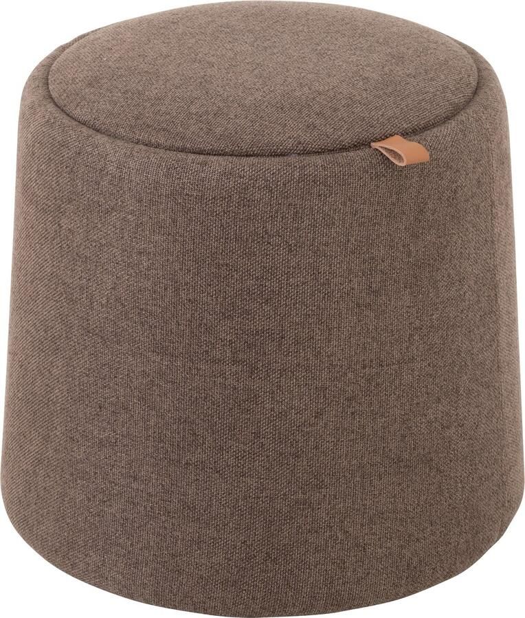 J-Line Poef bijzettafel Rond Textiel hout Bruin 42x42x43cm