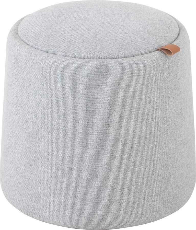 J-Line Poef bijzettafel Rond Textiel hout Licht Grijs 42x42x43cm