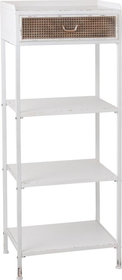 J-Line Rek 1 Lade+3 Legplanken Metaal Wit 54x38x140cm