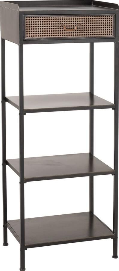 J-Line Rek 1 Lade+3 Legplanken Metaal Zwart 54x38x140cm