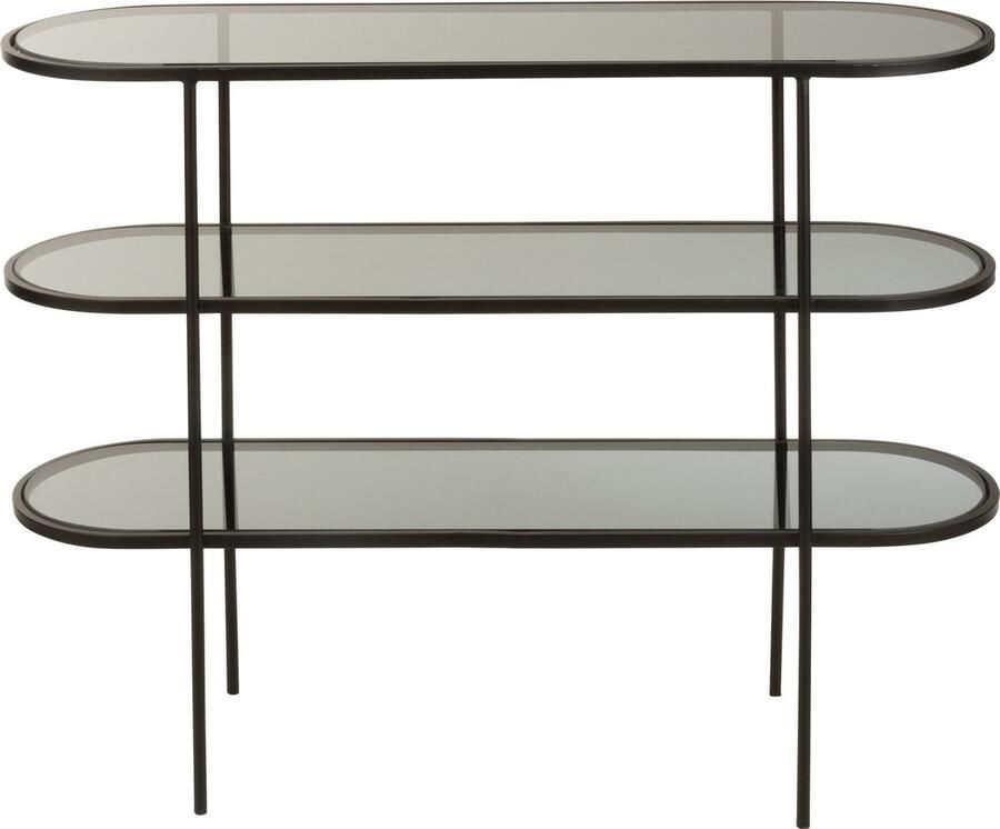 J-Line rek 3 Niveaus metaal glas zwart