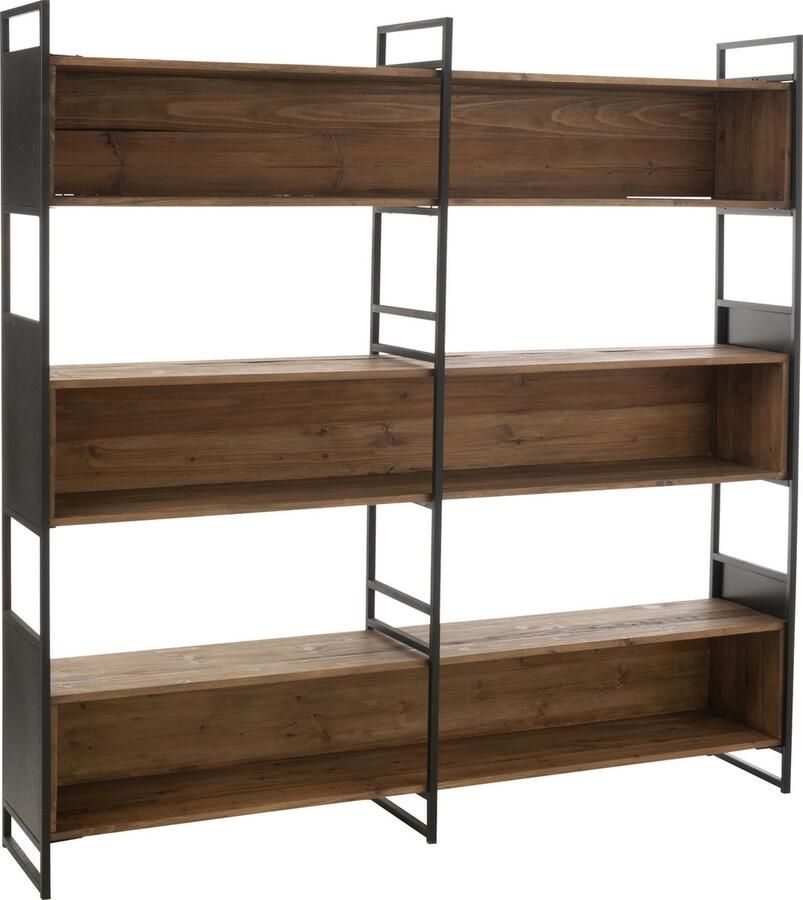 J-Line Rek Gerecycleerd Hout metaal Zwart naturel Large 200x40x200cm