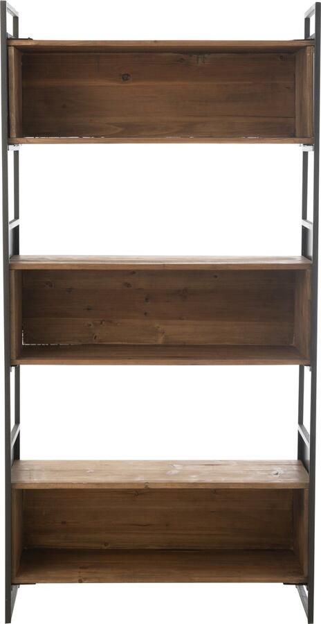 J-Line rek Gerecycleerd hout metaal zwart naturel small