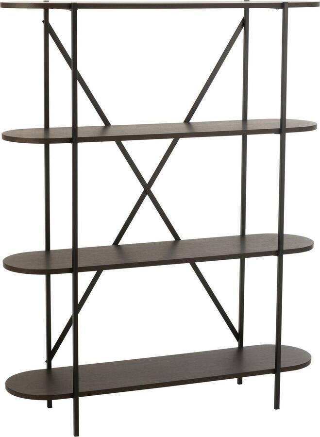 J-Line rek ovaal mdf|metaal donkerbruin