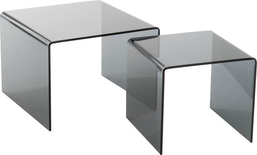 J-Line S 2 Bijzettafel Glas Zwart 65x65x46.5cm