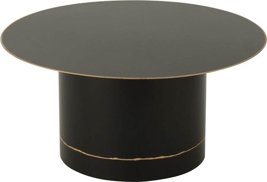 J-Line Salontafel Cilindervoet With Golden Border Rond Ijzer Zwart Goudkleurig Large