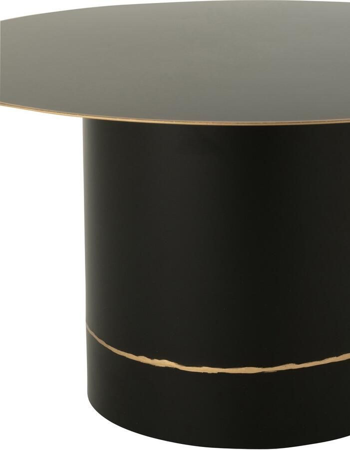 J-Line Salontafel Cilindervoet With Golden Border Rond Ijzer Zwart Goudkleurig Small