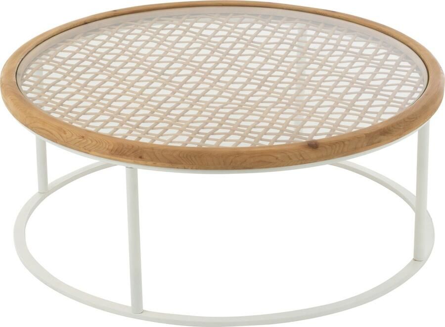 J-Line salontafel Mati sparhout metaal naturel wit