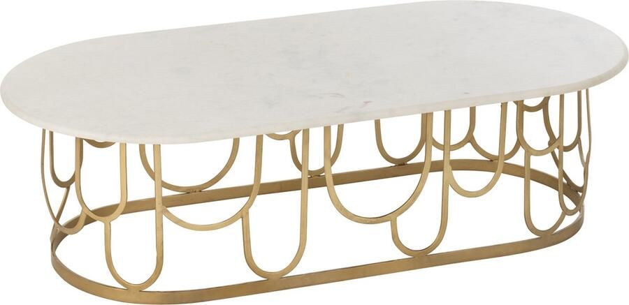 J-Line Salontafel Moza Metaal marmer Goud 122x61x35cm