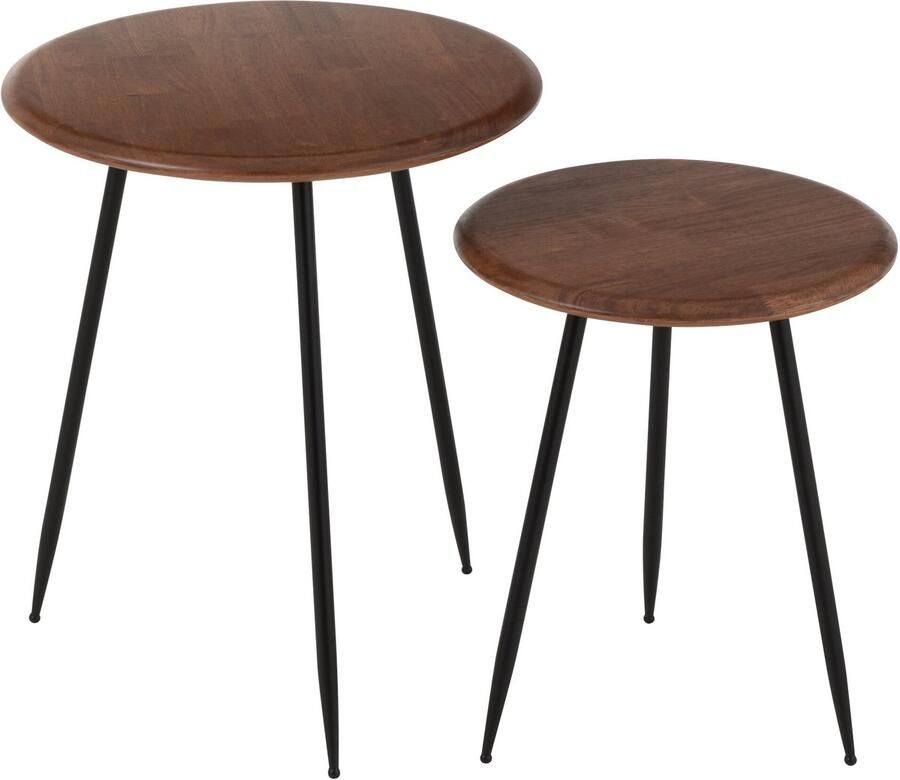 J-Line Set Van 2 Salontafel Neo Rubber Naturel Zwart