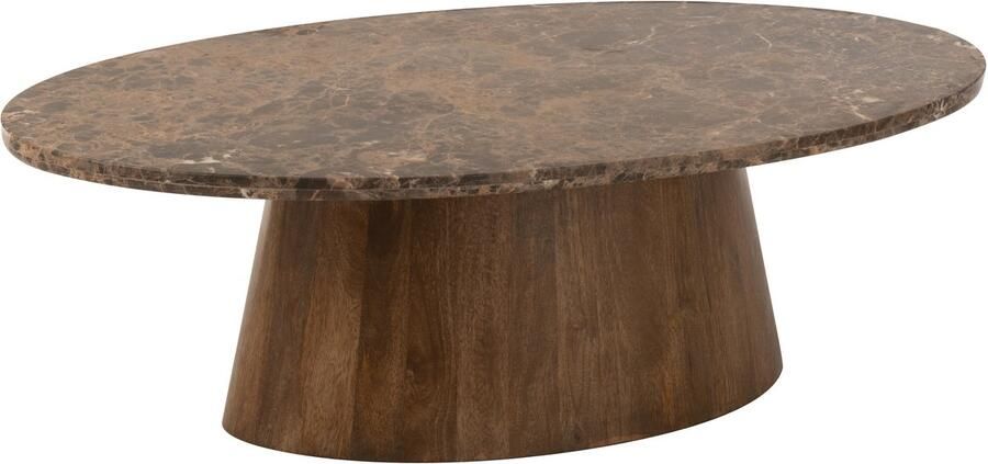 J-Line salontafel Ovaal marmer|hout bruin