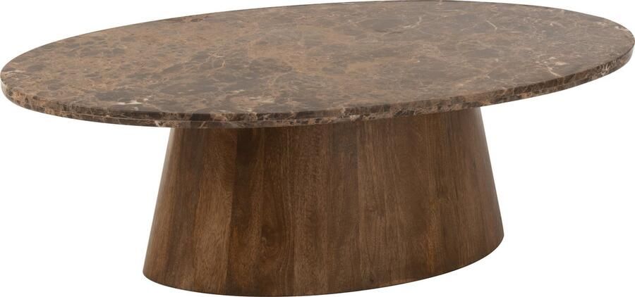 J-Line Salontafel Ovaal Marmer mangohout Bruin 130x68x41cm
