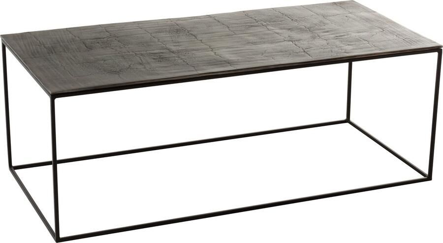 J-Line Salontafel Rechthoekig Oxidize Aluminium ijzer Antiek Zwart groen 110x49x41cm