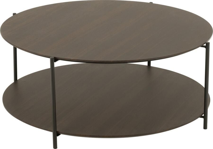 J-Line salontafel Rond hout metaal donkerbruin small
