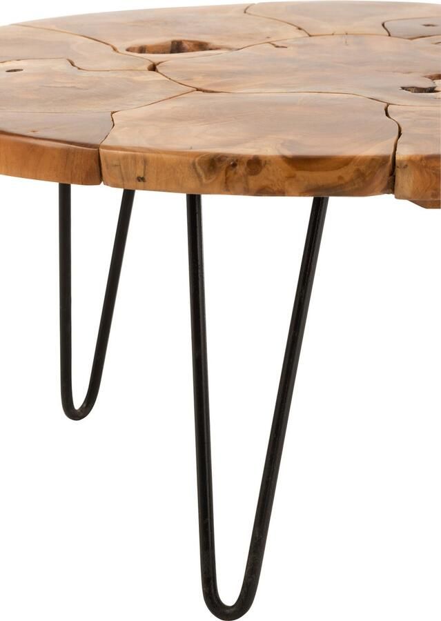 J-Line Salontafel Samuel Rond Teak Hout Bruin 80.00 x 80.00 x 36.50 cm - Foto 2