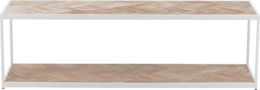 J-Line Salontafel Zigzag Hout Metaal Naturel Wit 150.00 x 40.00 x 44.50 cm
