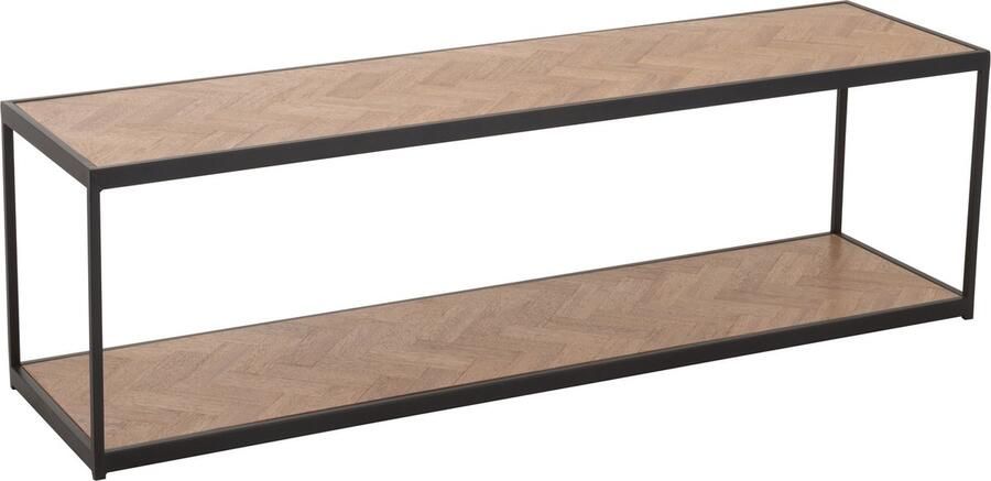 J-Line Salontafel Zigzag Rechthoek Hout metaal Naturel zwart 150x40x44.5cm