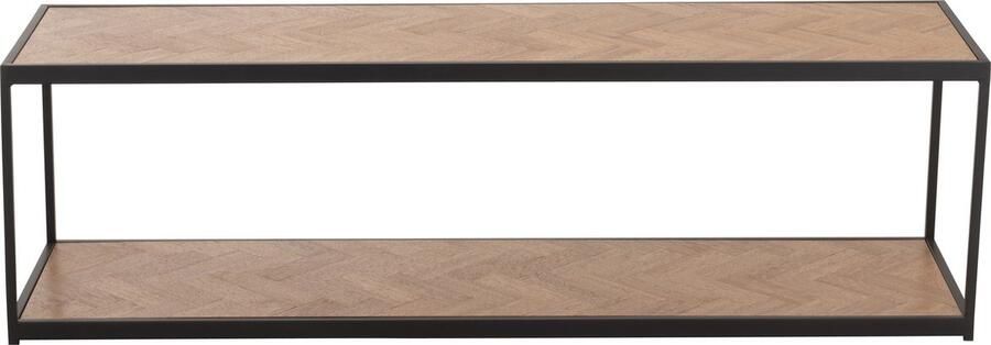 J-Line Salontafel Zigzag Rechthoek Hout Metaal Naturel Zwart 150.00 x 40.00 x 44.50 cm