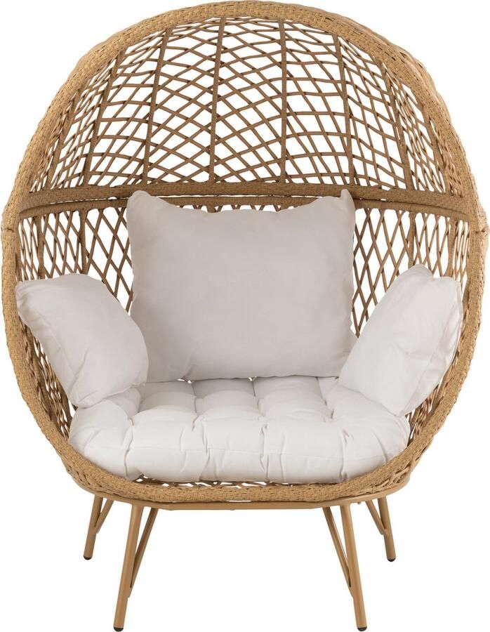 J-Line schommelstoel + kussen Zayo metaal riet zwart