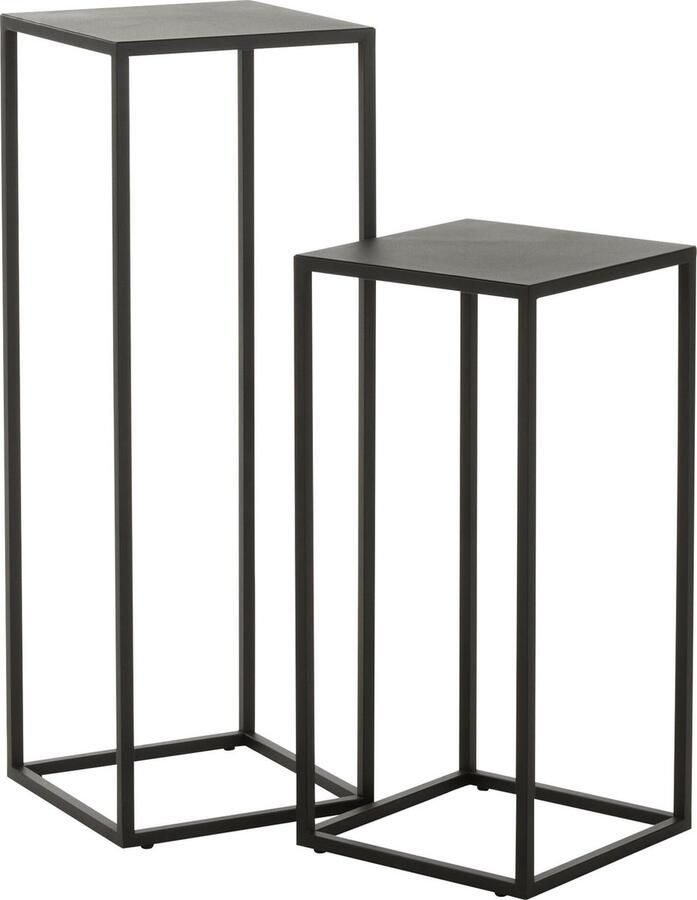 J-Line Set Van 2 Bijzettafels Vierkant Metaal Zwart 30x30x85.2cm