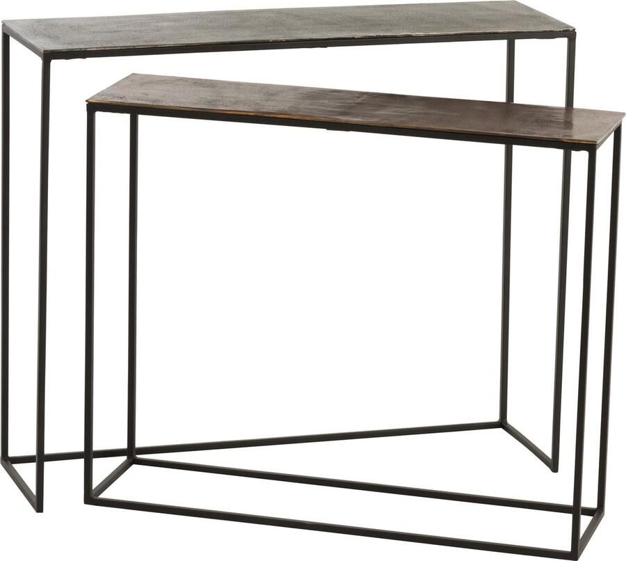 J-Line Set Van 2 Consoles Rechthoekig Aluminium Zwart mix 99x29x83cm - Foto 2