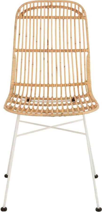 J-Line Ema Rotan stoel metaal naturel & wit woonaccessoires - Foto 1
