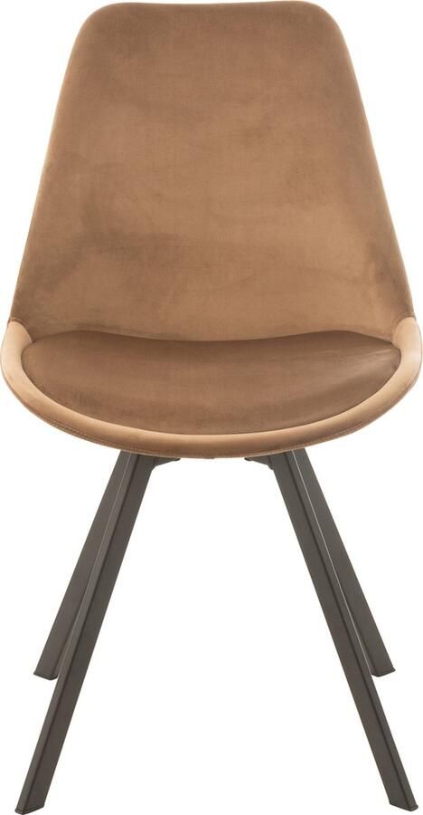 J-Line Stoel Helene Metaal Textiel Bruin 2 stuks