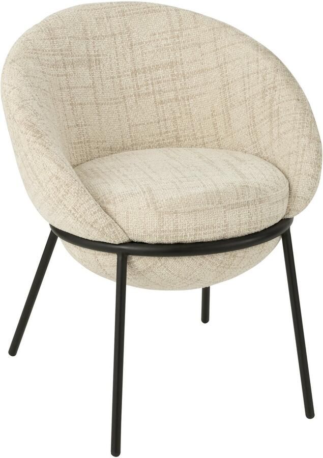 J-Line Stoel Dining Chair With Iron Legs Ijzer Beige Zwart