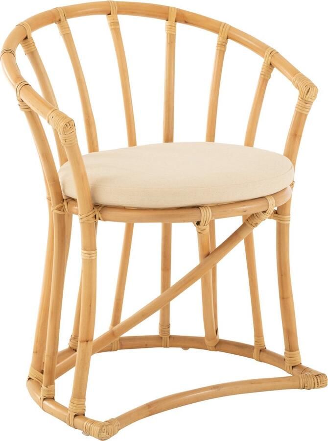 J-Line stoel + kussen jute textiel naturel wit