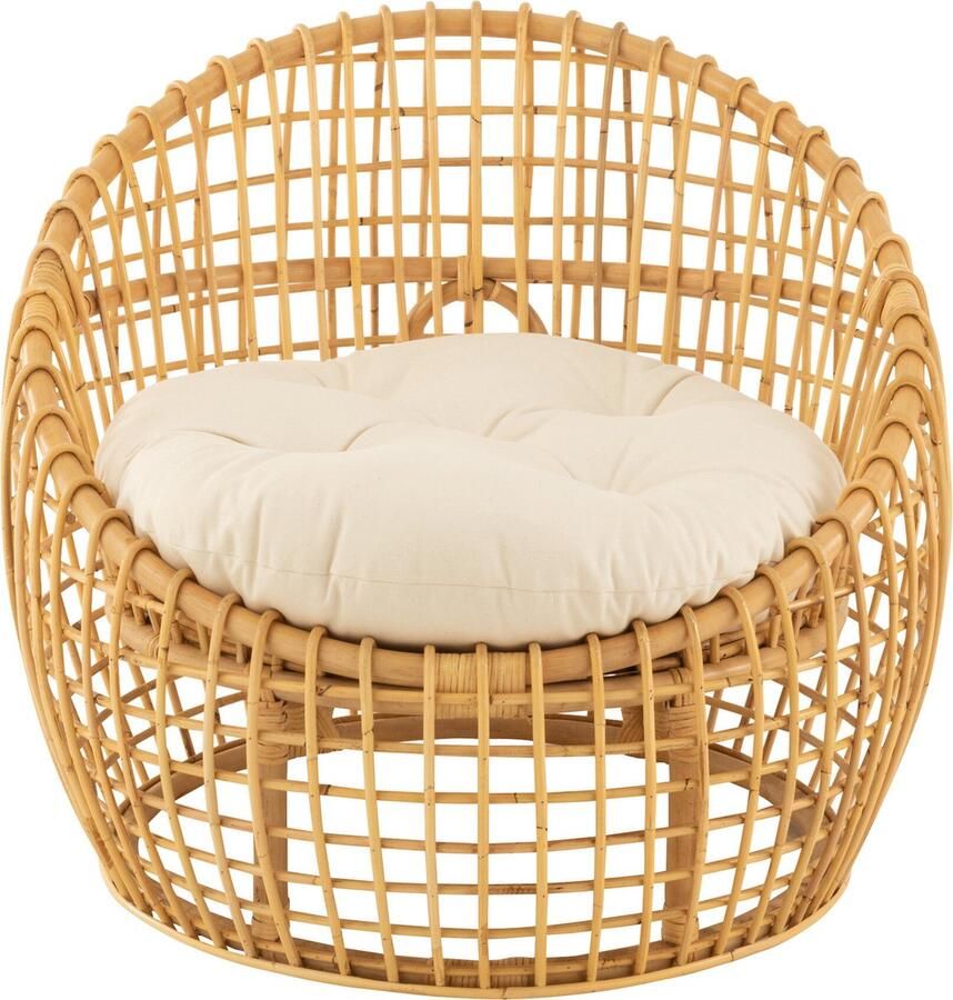 J-Line Stoel Lise+kussen 1 Personen Rotan textiel Naturel wit 79x84x67cm