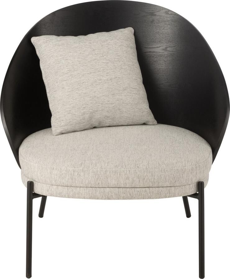 J-Line loungestoel Lone hout metaal zwart grijs